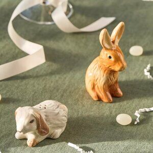Anthropologie Bunny Salt and Pepper Shakers New